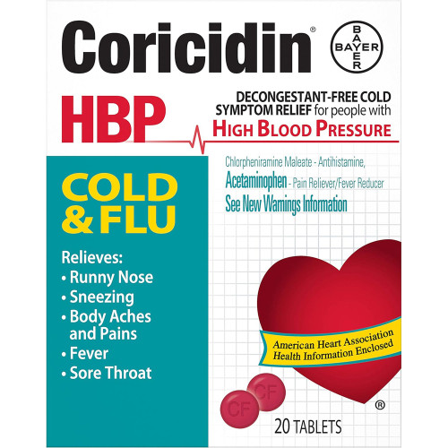 Coricidin HBP Tablets Cold and Flu - 20 ct