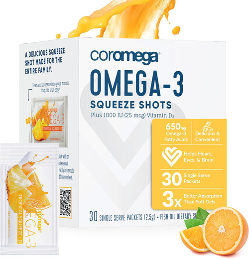 Coromega Omega 3 Fish Oil Supplement - 30 Packets