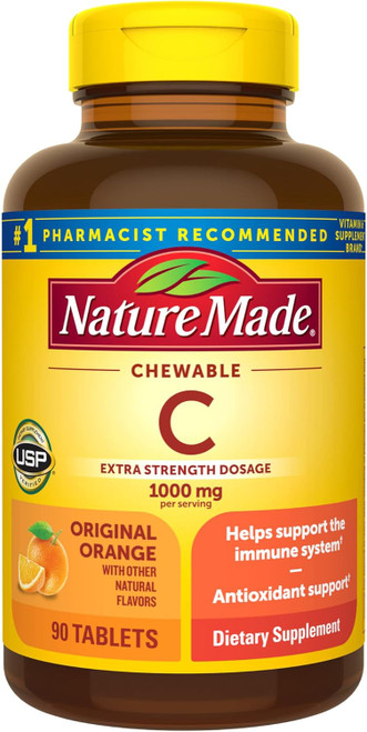 Nature Made Extra Strength Chewable C 1000 mg per serving Tablets Orange - 90 ct