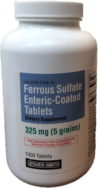 Ferrous Sulfate Enteric-Coated 325 mg - 1000 Tablets