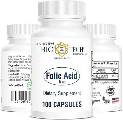 Bio-Tech Pharmacal Folic Acid 5mg - 100 ct