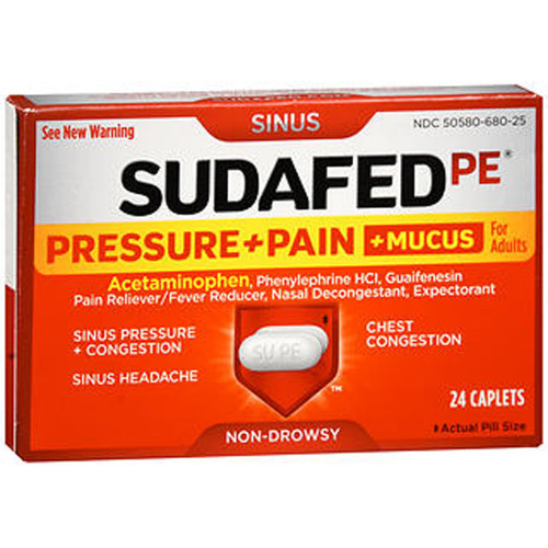 Sudafed PE Pressure + Pain + Mucus for Adults Non-Drowsy Caplets - 24 ct
