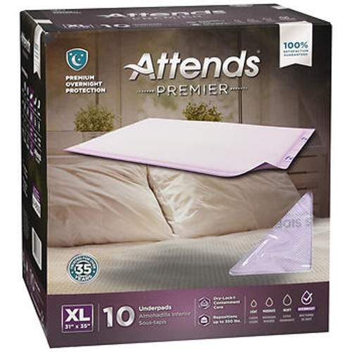 Attends Premier Underpads Overnight X-Large 31"x35"- 6 pks of 10