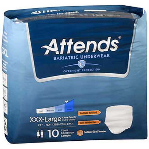 Attends Bariatric Underwear Overnight Protection XXX-Large - 4 pks of 10