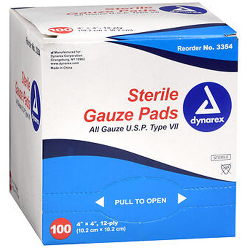 Dynarex Sterile Gauze Pads 4"x 4" - 100 ct