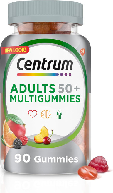 Centrum MultiGummies Adults 50+ Supplement Assorted Natural Fruit Flavors - 90 ct