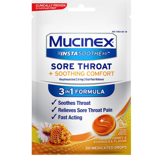 Mucinex InstaSoothe Medicated Drops Honey & Echinacea Flavor - 20 ct Mucinex InstaSoothe Medicated Drops Honey & Echinacea Flavor - 20 ct