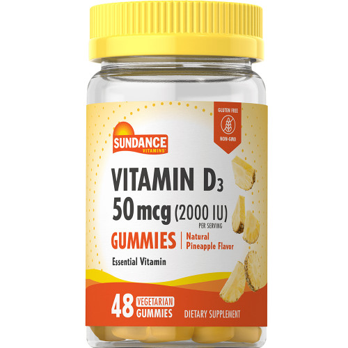 Sundance Vitamins Vitamin D3 Vegetarian Gummies Natural Pineapple Flavor - 48 ct