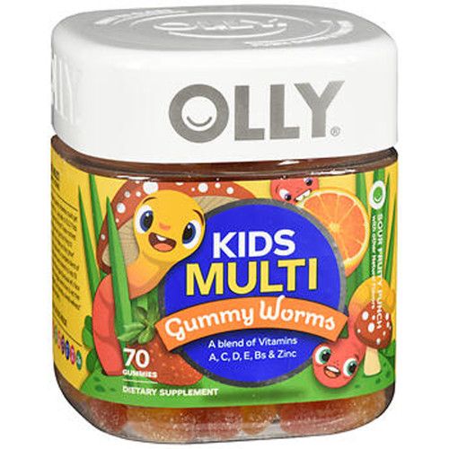 Olly Kids Multi Gummy Worms Sour Fruity Punch - 70 ct