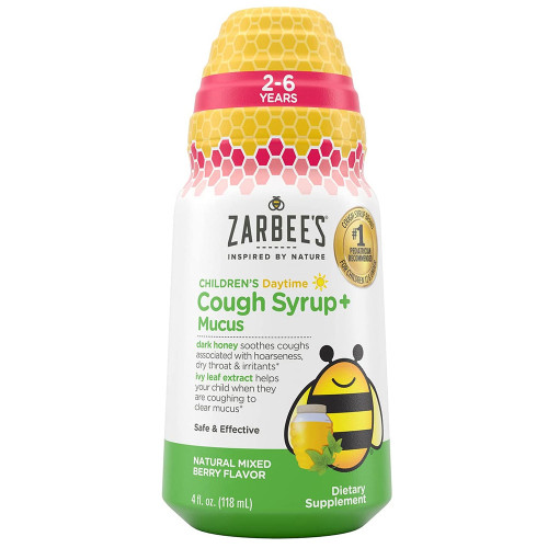 Zarbee's Children's Daytime Cough Syrup Plus Mucus, Natural Mixed Berry Flavor - 4 oz