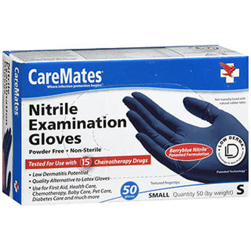 CareMates Powder Free Nitrile Examination Gloves Small - 50 ct