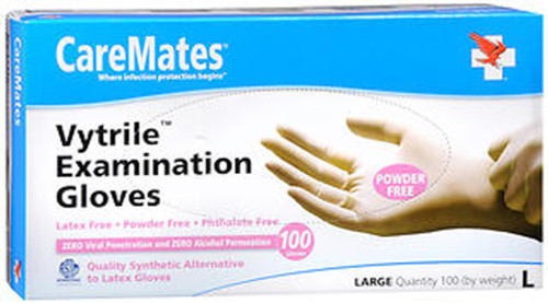 Caremates Vytrile-PF Disposable Medical Exam Gloves Latex + Powder Free Large - 100ct