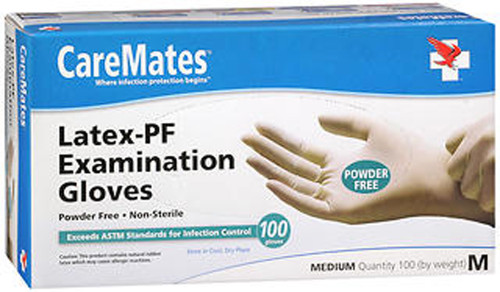 CareMates Latex-PF Examination Gloves Medium - 100ct
