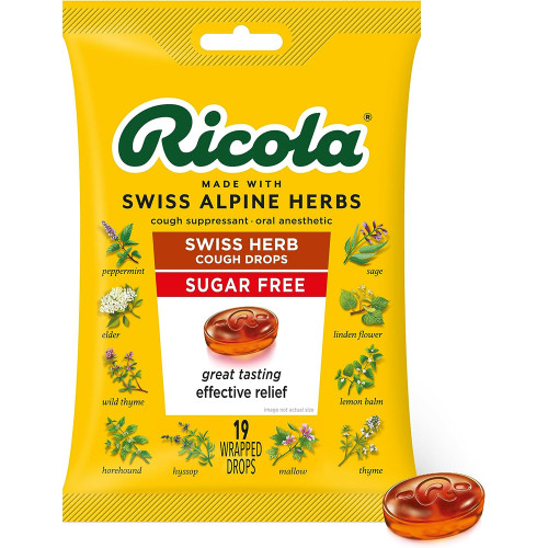 Ricola Sugar Free Throat Drops Original Swiss Herb - 19 ct