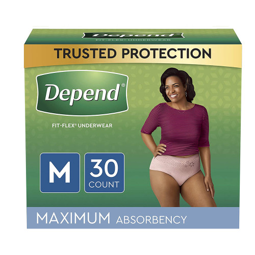 Depend Fit-Flex Underwear for Women Medium Maximum Absorbency - 2 packs of 30 ct