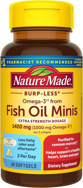 Nature Made Burp-Less Omega-3 From Fish Oil Minis Softgels - 60 ct