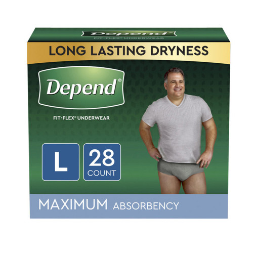 Depend Fit-Flex Underwear for Men Large Maximum Absorbency - 2 pks of 28 ct