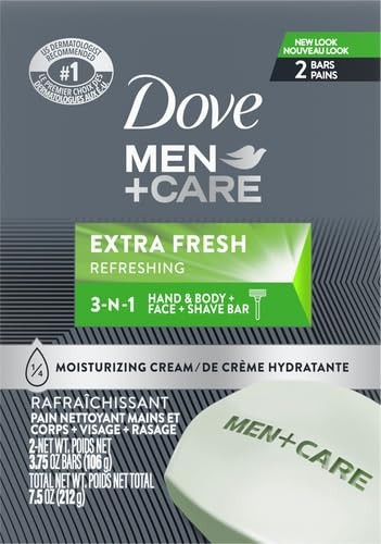 Dove Men + Care Body + Face Bars Extra Fresh, 2-3.75oz Bars