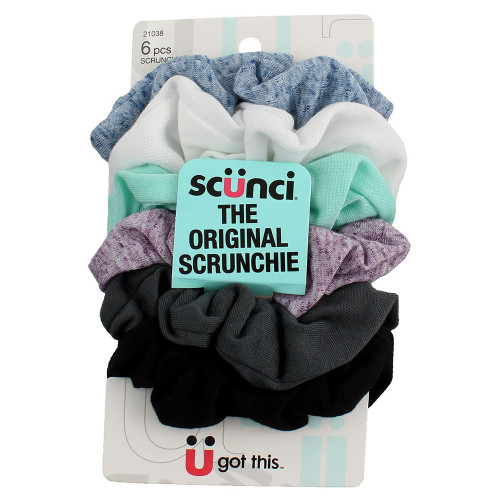 6pk Twister Scrunchies/Solid Multicolored