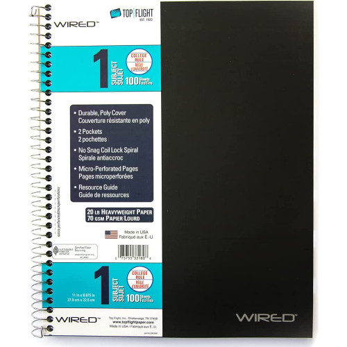 1 Subject Wirebound Notebook w/Poly Cover