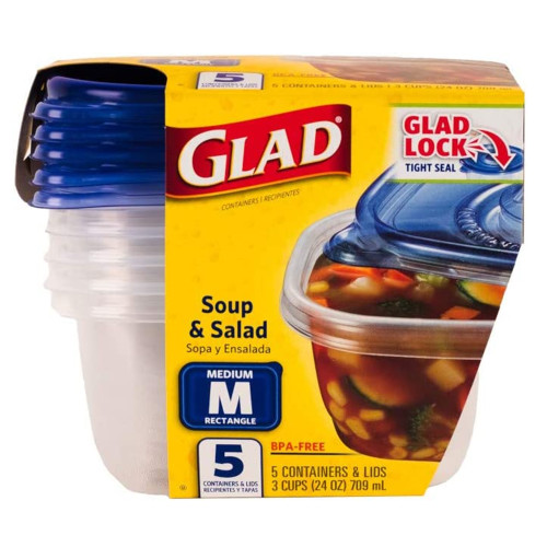 Gladware Medium Rectangle, 24oz- 5ct