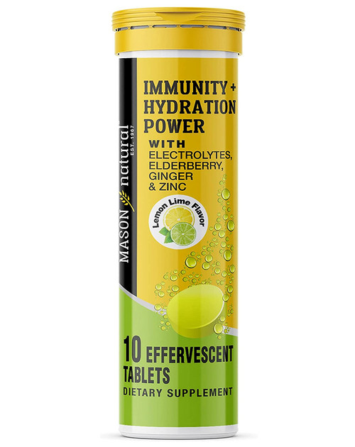 Mason Natural Immunity + Hydration Powder Dietary Supplement Effervescent Tablets Lemon Lime Flavor - 10 ct