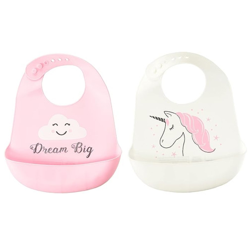 Hudson Baby Waterproof Silicone Unicorn Bibs - 2 Each