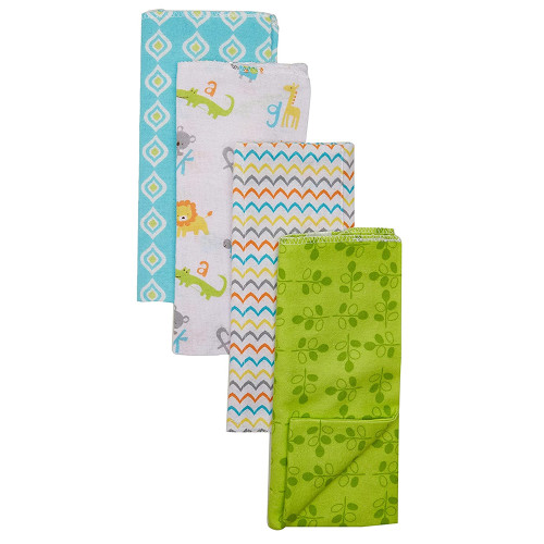Luvable Friends Flannel Burp Cloths, ABC Assorted, One Size - 4 each