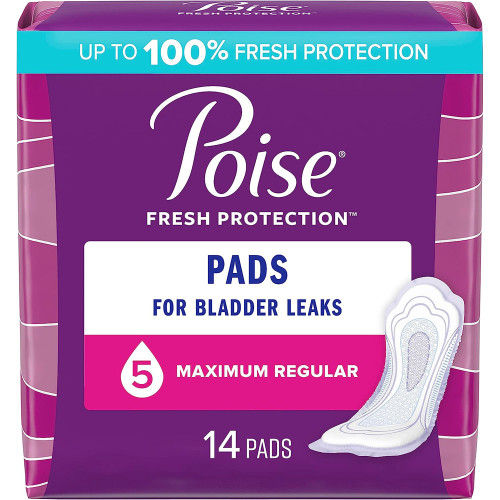 Poise Maximum Absobancy Incontinence Pads, Regular Length - 6 pks of 14