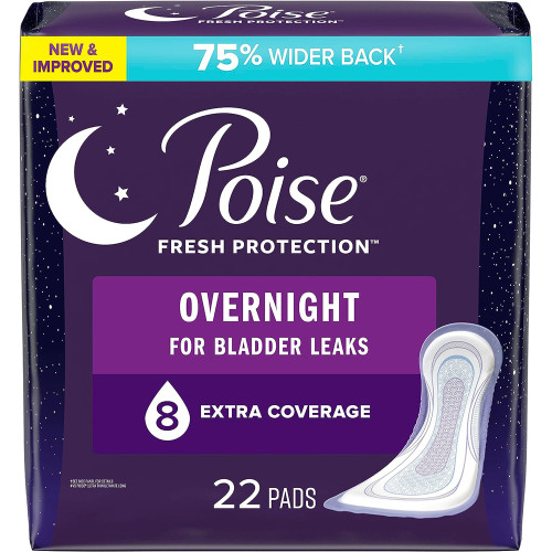 Poise Extra Coverage Overnight Bladder Control Pads - 2 pks of 22 Poise Extra Coverage Overnight Bladder Control Pads - 2 pks of 22