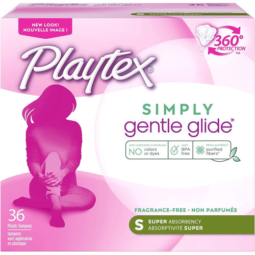 Playtex Simply Gentle Glide Plastic Tampons, Super, Fragrance Free- 36 ct Playtex Simply Gentle Glide Plastic Tampons, Super, Fragrance Free- 36 ct