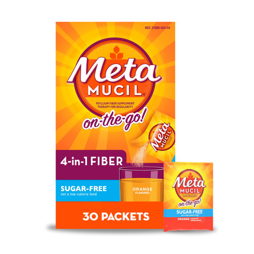 Metamucil MultiHealth Fiber Supplement On-the Go, SF Orange - 30 ct