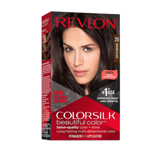 Revlon ColorSilk Permanent Hair Color, 20 Brown Black - 1 ea