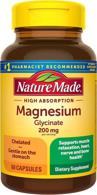 Nature Made Magnesium Glycinate 200mg Supplement - 60 ct