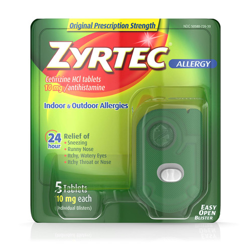 Zyrtec 24 Hour Indoor-Outdoor Allergy Relief 10mg- 5 Tablets