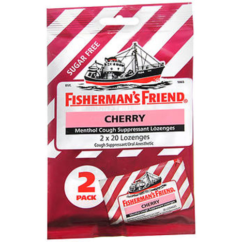 Fisherman's Friend Menthol Cough Suppressant Lozenges Cherry Sugar Free 2-Bags - 40 ct