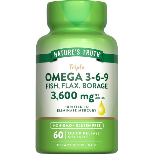 Nature's Truth Triple Omega 3-6-9 Fish. Flax, Borage Quick Release Softgels - 60 ct Nature's Truth Triple Omega 3-6-9 Fish. Flax, Borage Quick Release Softgels - 60 ct