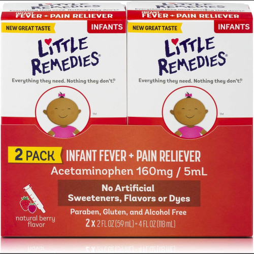 Little Remedies Infant Fever & Pain Reliever, 2 x 2 oz, Berry Flavor - 4 oz