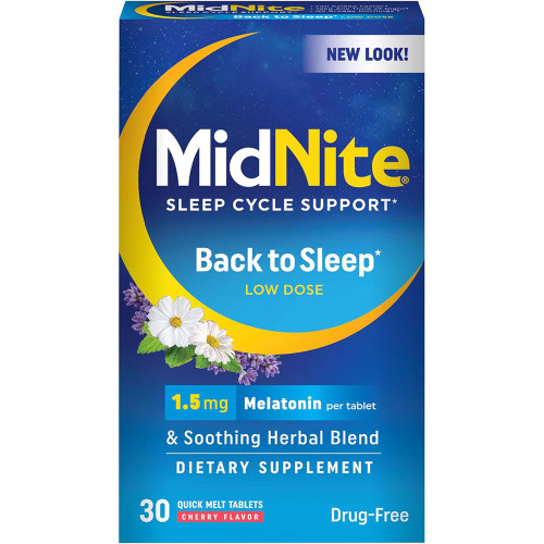 MidNite Drug-Free Sleep Aid Chewable Tablets, Cherry - 30 ct