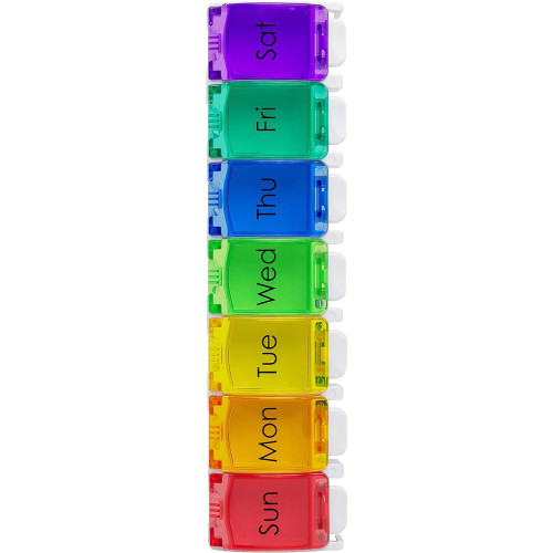 Ezy Dose X-Large Push Button Weekly Pill Organizer, Rainbow - 1 ct
