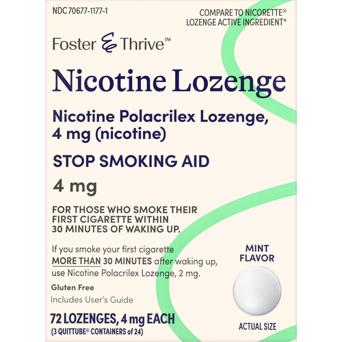Foster & Thrive 4 mg Nicotine Polacrilex Lozenges, Mint - 72 ct