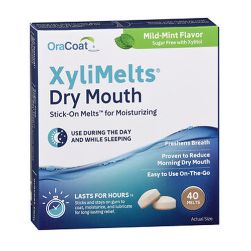 OraCoat XyliMelts for Dry Mouth, Mild-Mint - 40 Discs