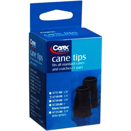 Carex Cane Tips, Standard, Natural Rubber, Black, 3/4"