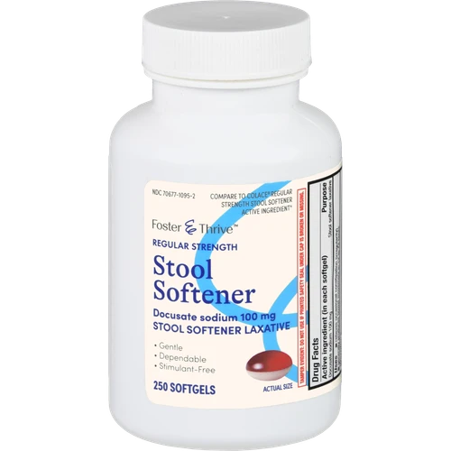 Foster & Thrive Regular Strength Stool Softener Docusate Sodium 100 mg Softgels - 250 count