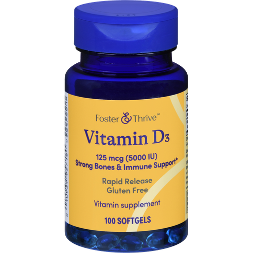 Foster & Thrive Vitamin D3 125 mcg (5000 IU) Rapid Release Softgels - 100 count