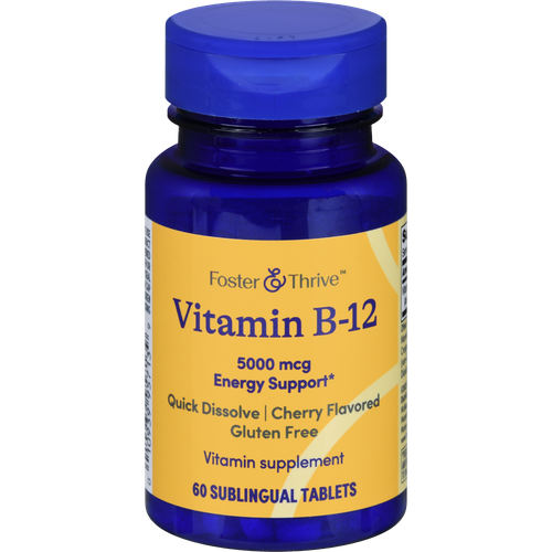 Foster & Thrive Vitamin B-12 5000 mcg Quick Dissolve Sublingual Tablets Cherry - 60 count