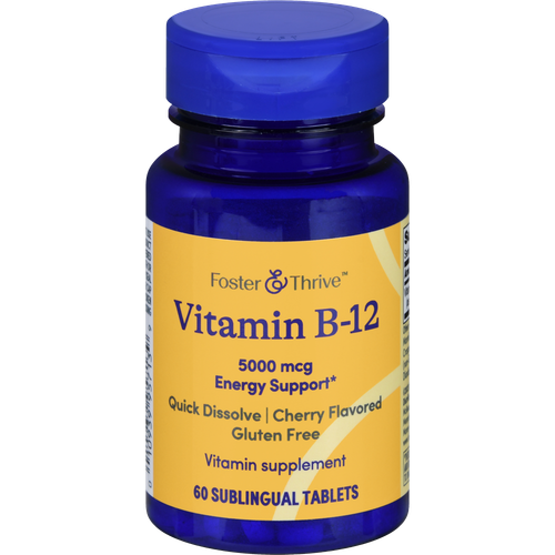 Foster & Thrive Vitamin B-12 5000 mcg Quick Dissolve Sublingual Tablets Cherry - 60 count