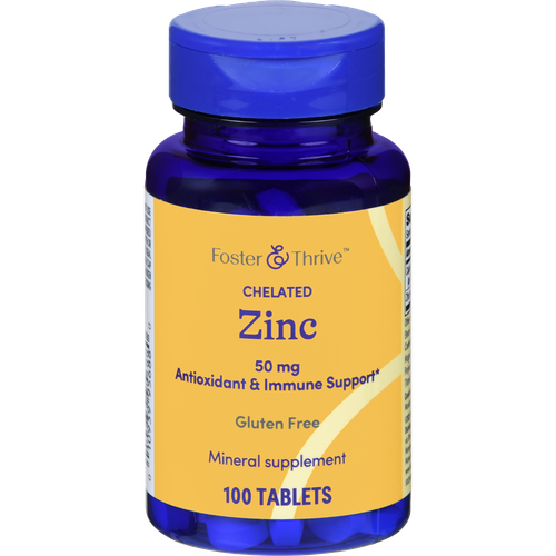 Foster & Thrive Chelated Zinc 50 mg Tablets - 100 count