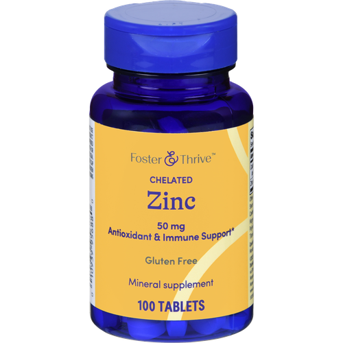 Foster & Thrive Chelated Zinc 50 mg Tablets - 100 count
