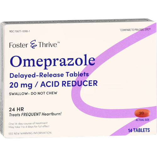 Foster & Thrive Omeprazole DR Acid Reducer 20mg, 14 Tablets
